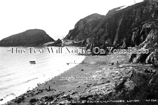 DE 3716 - The Landing Beach & South Lighthouse, Lundy, Devon