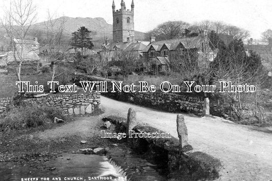 DE 4220 - Sheeps Tor & Church, Dartmoor, Devon c1911