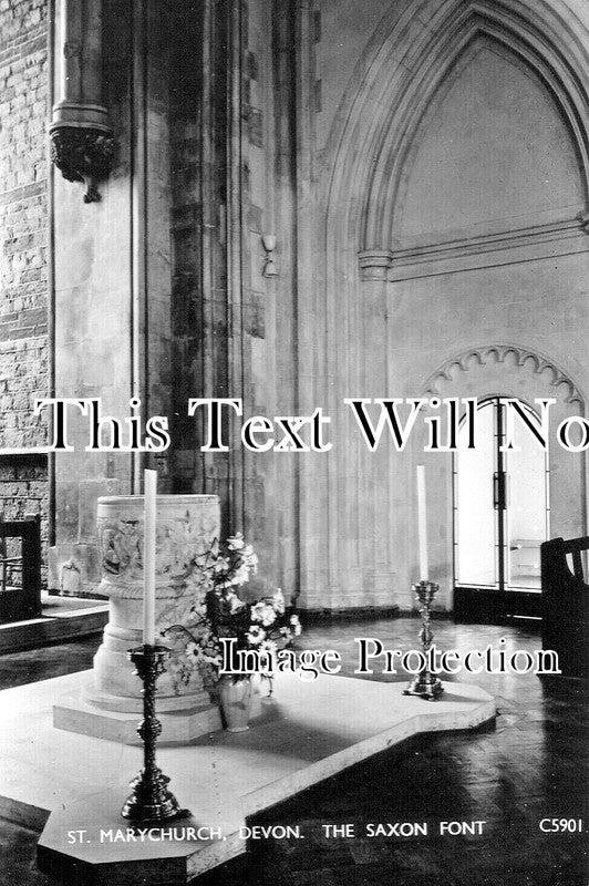 DE 4241 - The Saxon Font, St Marychurch Church, Devon