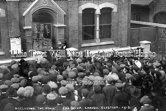 DE 4277 - Declaring The Poll, Crediton Council Election, Devon 1913