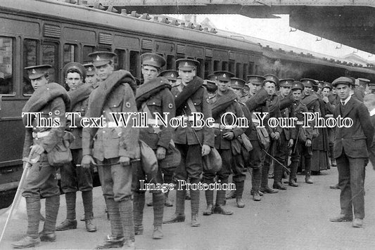 DE 991 - RAMCTA Soldiers At Friary Railway Station, Plymouth, Devon c1913