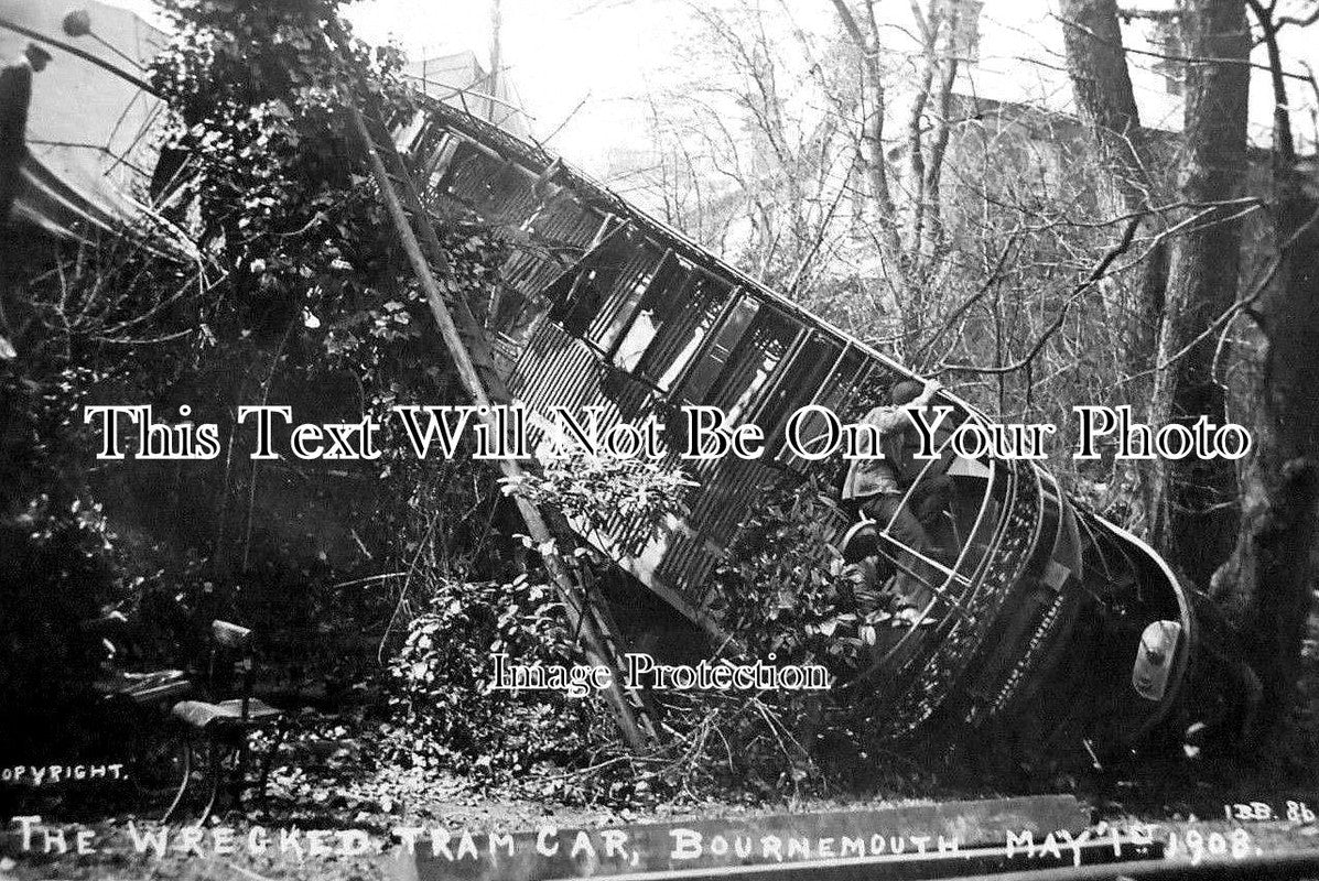 DO 1199 - Wrecked Tram Car, Bournemouth, Dorset 1908