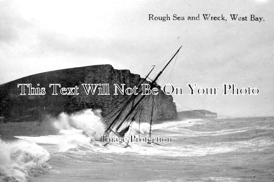 DO 1833 - Rough Sea & Wreck, West Bay, Bridport, Dorset