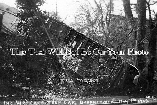 DO 648 - The Wrecked Tram Car, Bournemouth, Dorset 1908