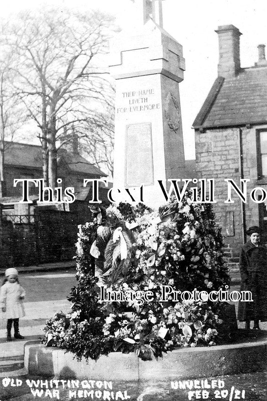 DR 1310 - Old Whittington War Memorial, Derbyshire c1920