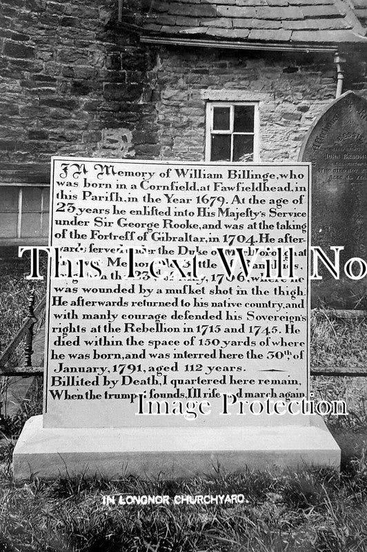 DR 2282 - William Billinge Gravestone, Longnor Churchyard, Derbyshire c1910