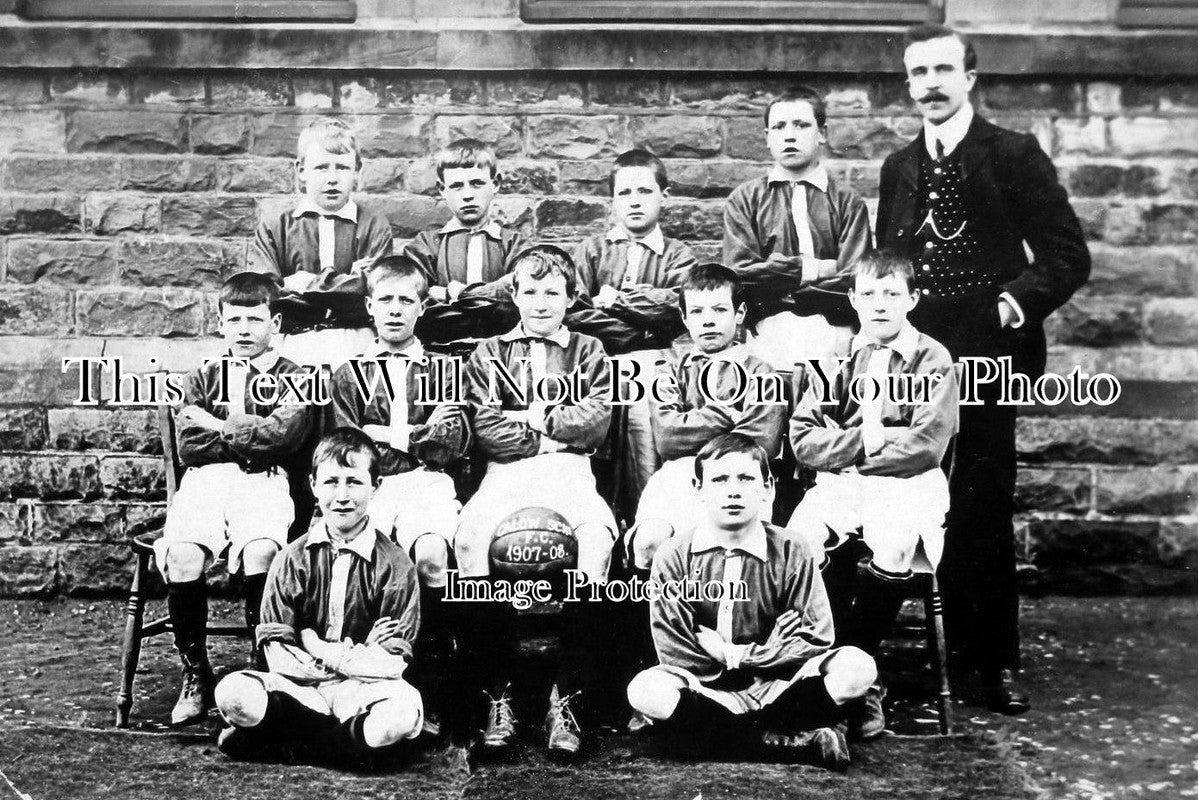 DR 237 - Calow School Football Team, Chesterfield, Derbyshire 1907-08