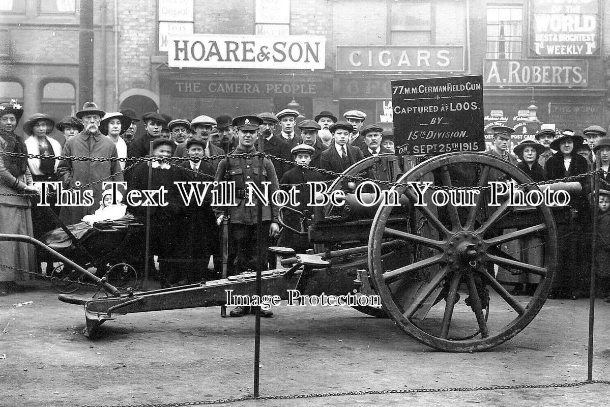 DR 2642 - Captured German Gun, Derby, Derbyshire 1915 WW1 – JB Archive