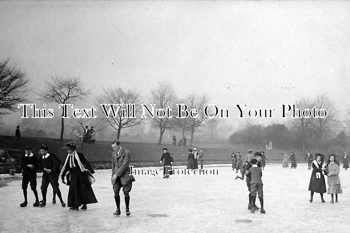 DR 286 - Skating On Frozen Lake, Buxton, Derbyshire