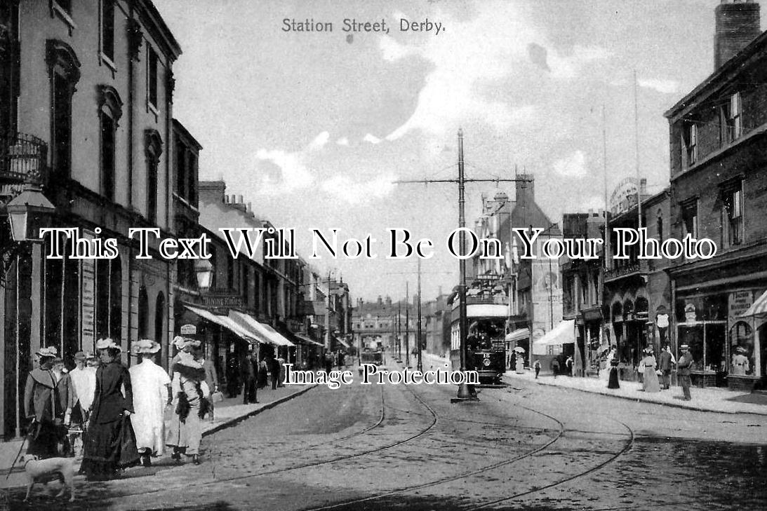 DR 386 - Station Road, Derby, Derbyshire c1905