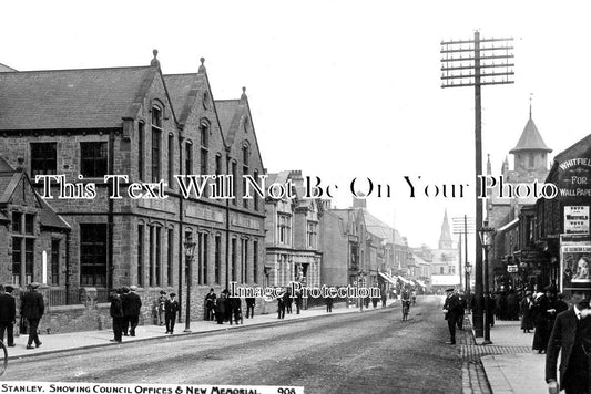 DU 1055 - Council Offices & New Memorial, Stanley, County Durham c1930