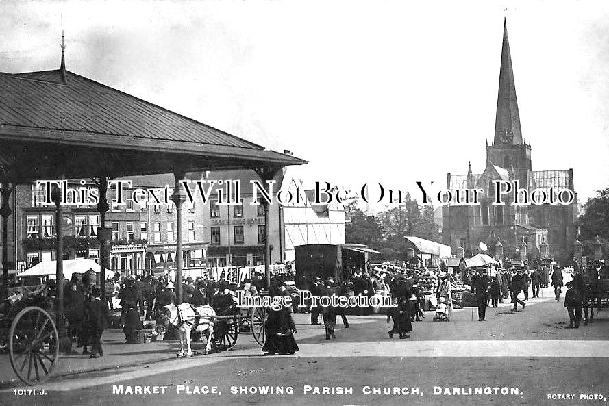 DU 1183 - Market Place, Darlington, County Durham c1910