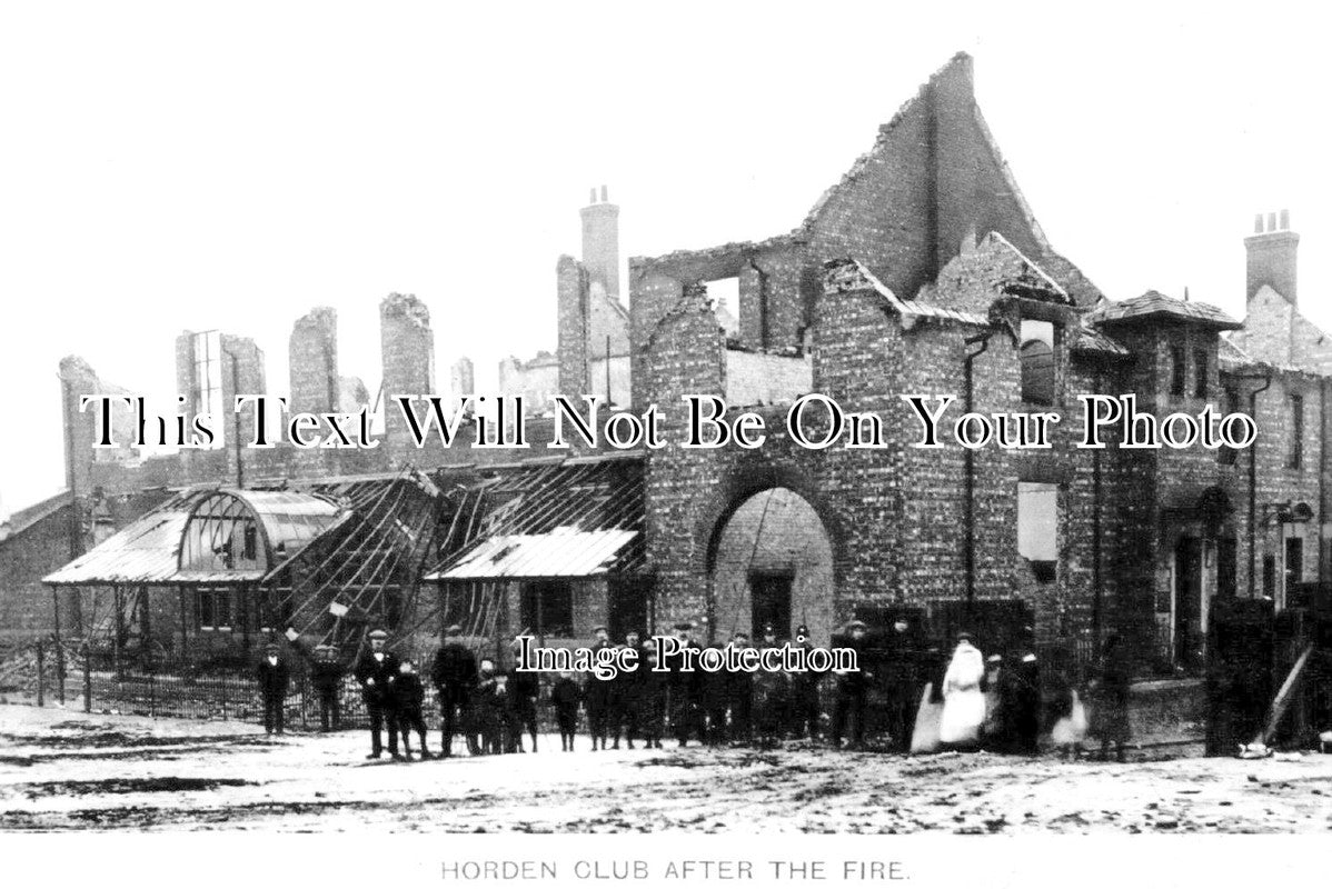 DU 1385 - Horden Colliery Club After The Fire, County Durham 1910