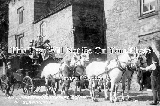 DU 1597 - Priestmans Venture Coach At Blanchland, Consett, Durham c1924