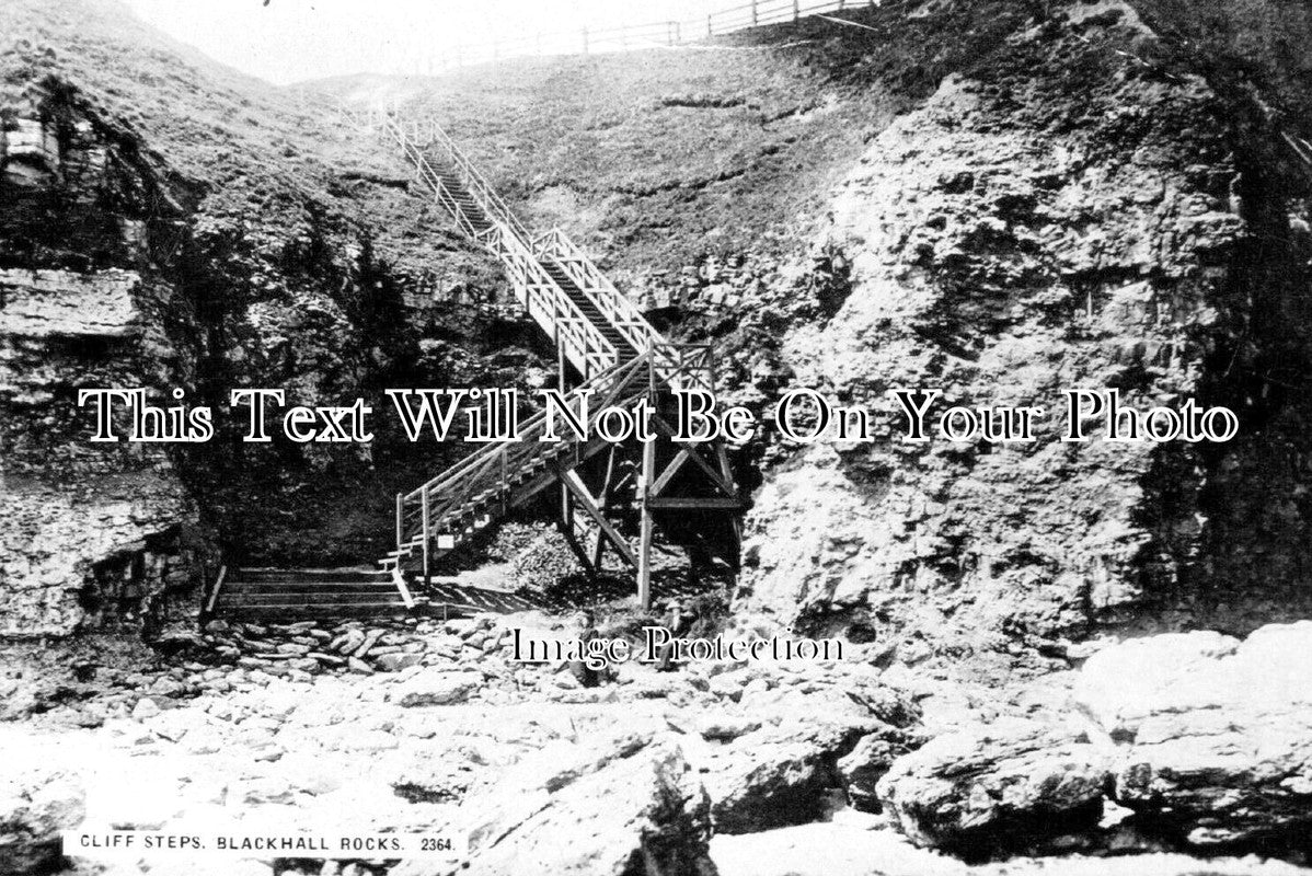 DU 2042 - Cliff Steps, Blackhall Rocks, County Durham c1916