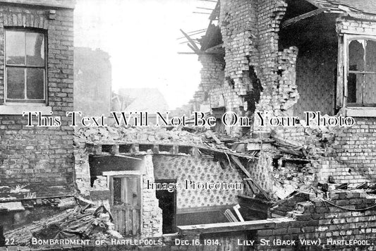 DU 2408 - Bombardment Of Hartlepool, Lily Street, County Durham 1914 WW1