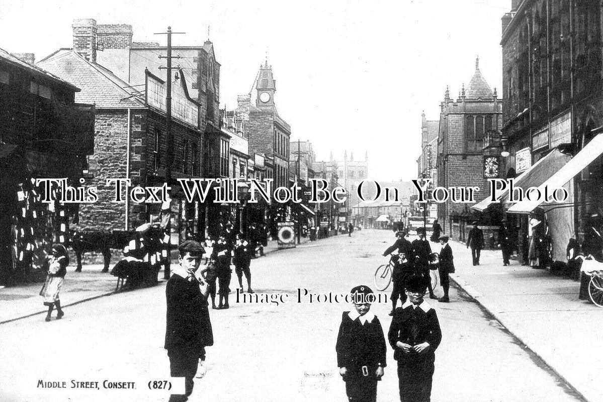 DU 2682 - Middle Street, Consett, County Durham c1913