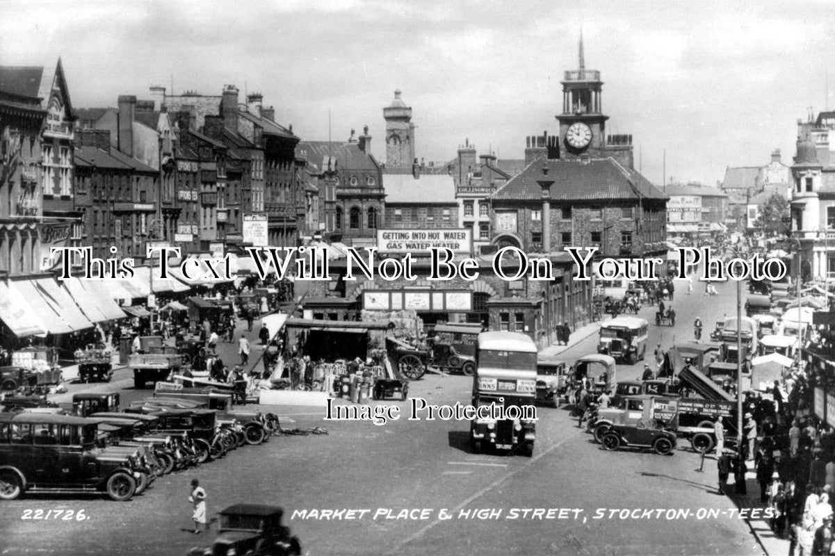 DU 435 - Market Place & High Street, Stockton On Tees, County Durham c1938