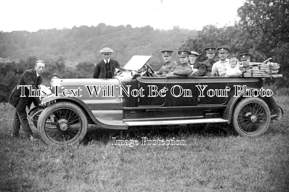 DU 754 - Durham Light Infantry Soldiers In Car, Barnard Castle, Gainford, County Durham c1914