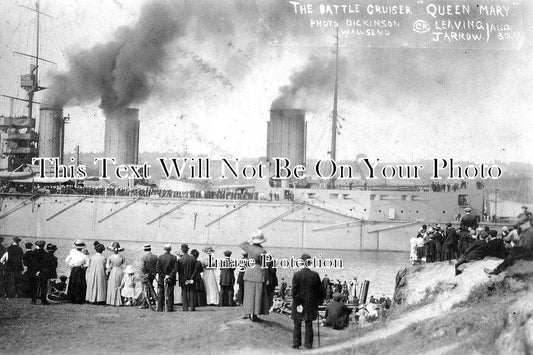 DU 765 - HMS Queen Mary Battlecruiser Leaving Jarrow, County Durham 1913