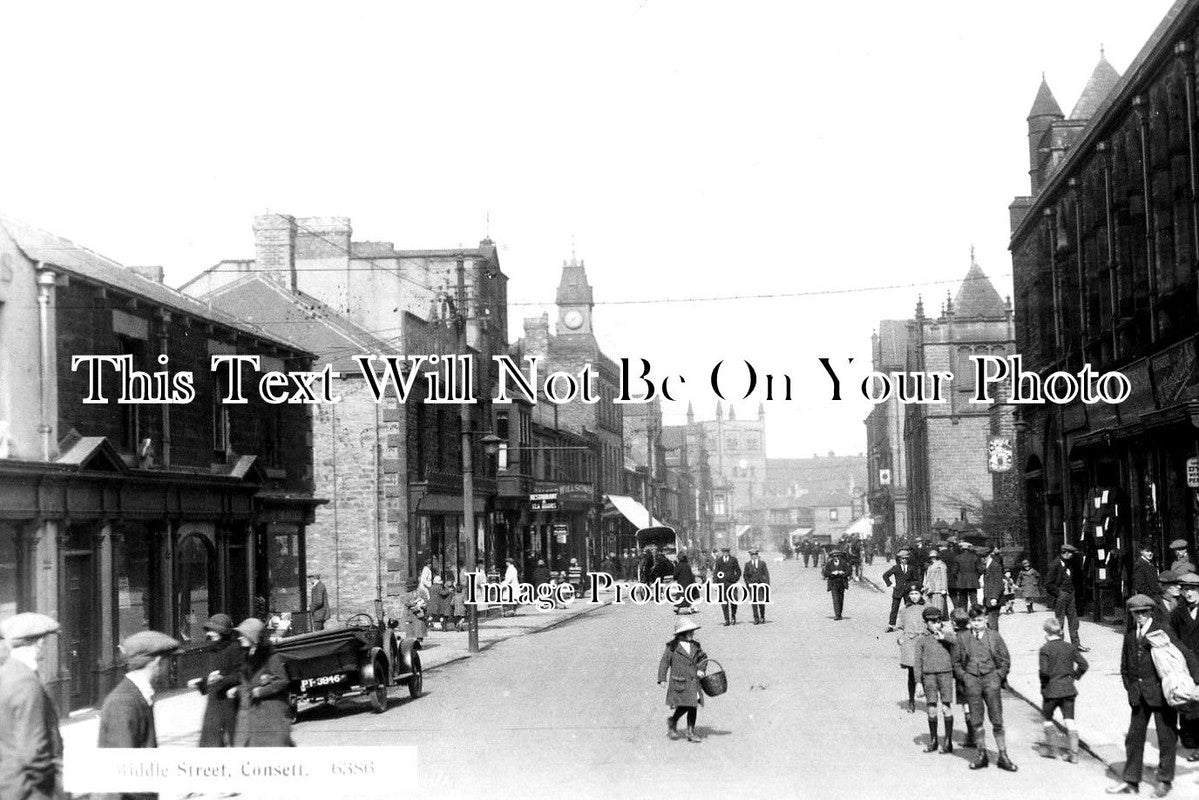 DU 852 - Middle Street, Consett, County Durham c1928