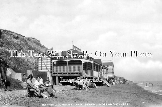 ES 1372 - Bathing Chalet & Beach, Holland On Sea, Essex c1936