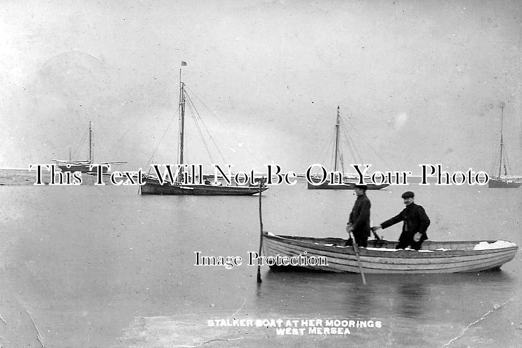 ES 1430 - Stalker Boat At Moorings, West Mersea, Essex c1909