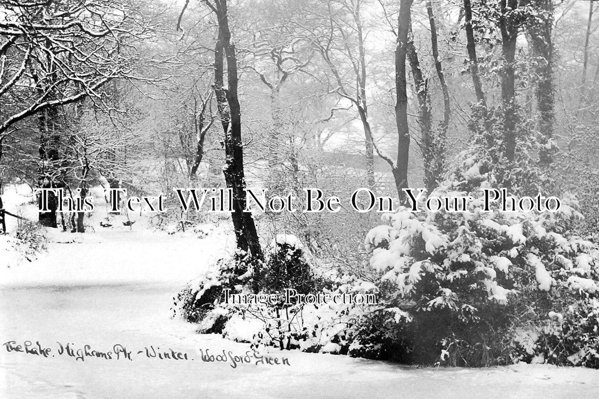 ES 1930 - Winter Snow Scene At The Lake, Highams Park, Essex c1905