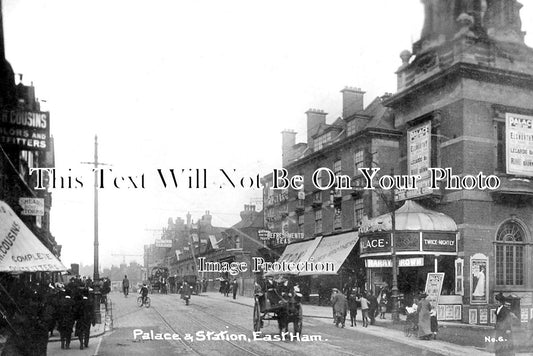 ES 2476 - The Palace Theatre & Railway Station, East Ham, Essex c1913