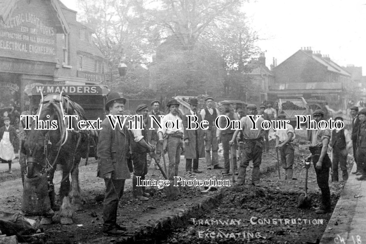 ES 2623 - Leyton Tramway Construction Excavation, Essex c1905