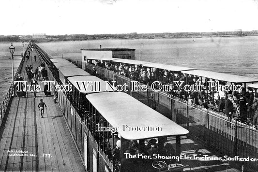 ES 2663 - The Pier Showing Electric Trams, Southend On Sea, Essex