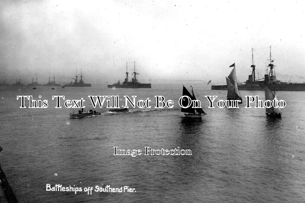 ES 5973 - Royal Navy Battleships Off Southend Pier, Essex 1909