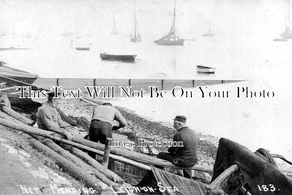 ES 6306 - Fishing Net Mending, Leigh On Sea, Essex c1910