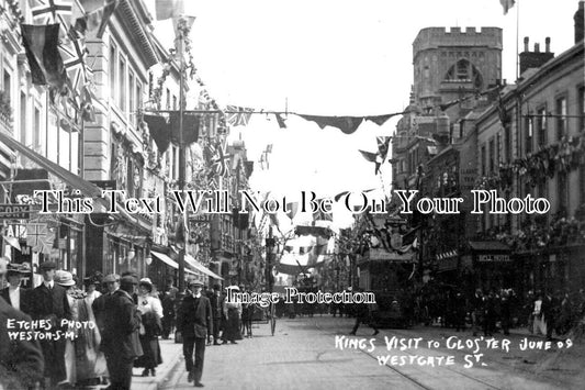 GL 1240 - Westgate Street, Kings Visit, Gloucester, Gloucestershire 1909