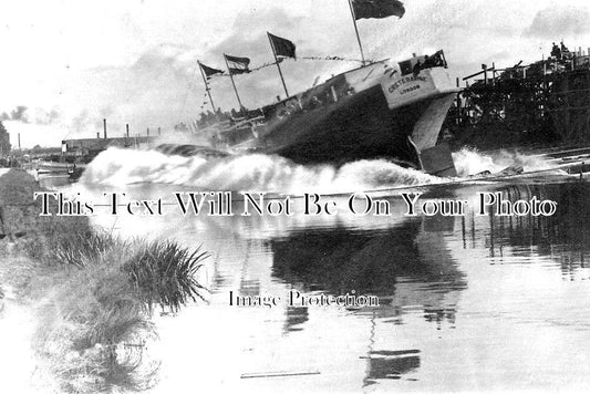 GL 898 - Gloucester & Sharpness Canal, Launch of Creteravine At Hempsted, Gloucestershire c1919