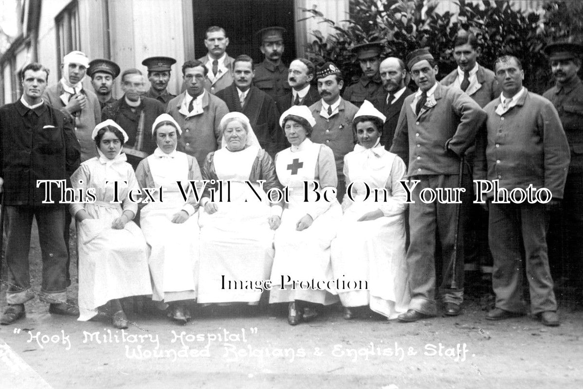 HA 1333 - Wounded Belgians & Staff, Hook Military Hospital, Hampshire