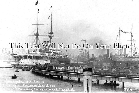 HA 1573 - HMS Renown Arriving, Portsmouth Harbour, Hampshire c1906