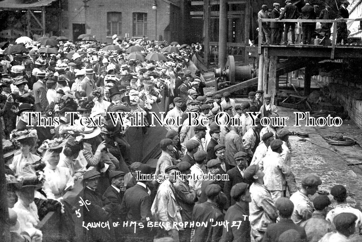 HA 2713 - Launch Of HMS Belle Rophon, Portsmouth, Hampshire 1907