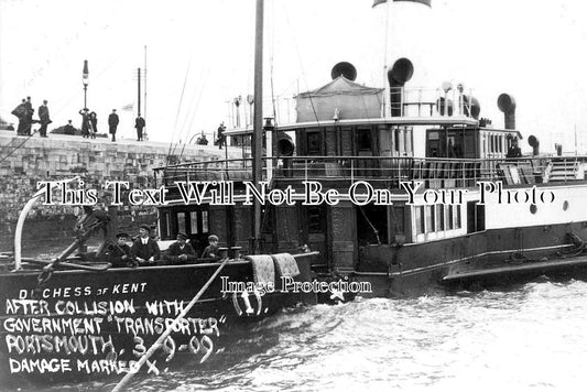 HA 3313 - Duchess Of Kent Ship Collision, Portsmouth, Hampshire 1909