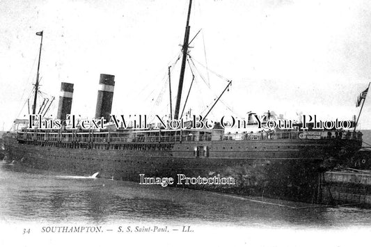 HA 3408 - SS Saint Paul Ship That Sunk HMS Gladiator, Southampton, Hampshire