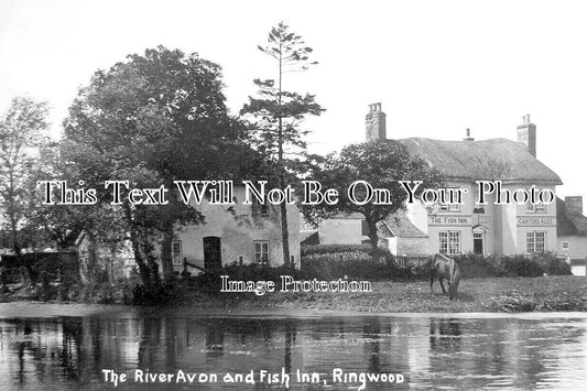 HA 4760 - The River Avon & Fish Inn Pun, Ringwood, Hampshire c1907