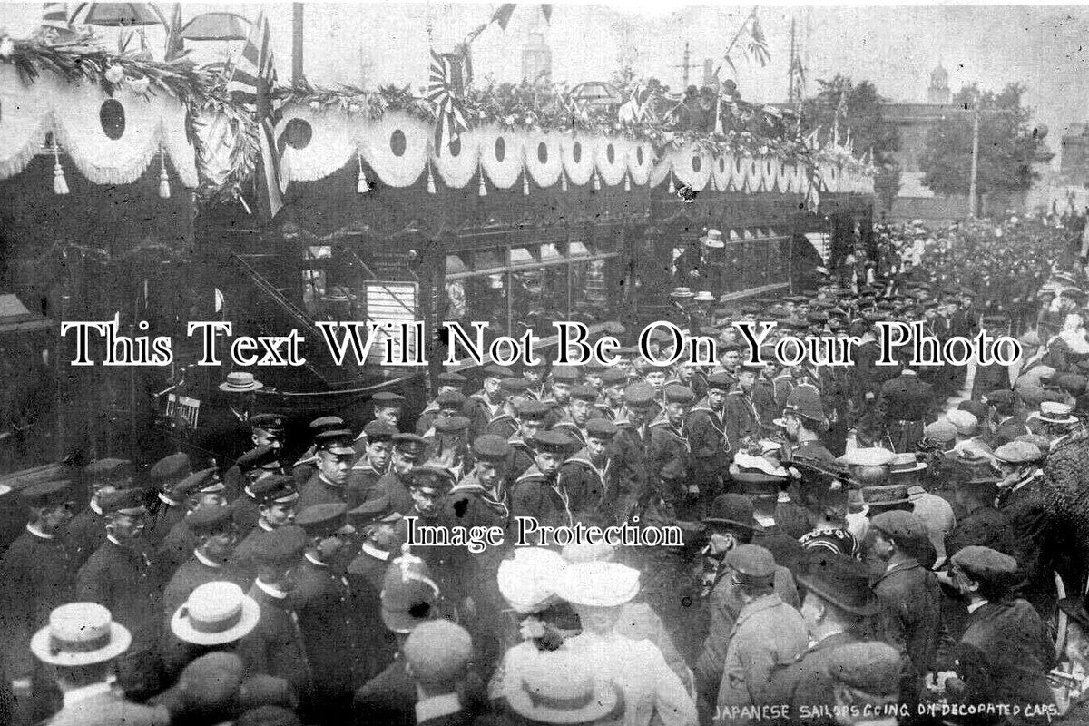 HA 5572 - Japanese Sailors, Tram Cars, Portsmouth, Hampshire 1906