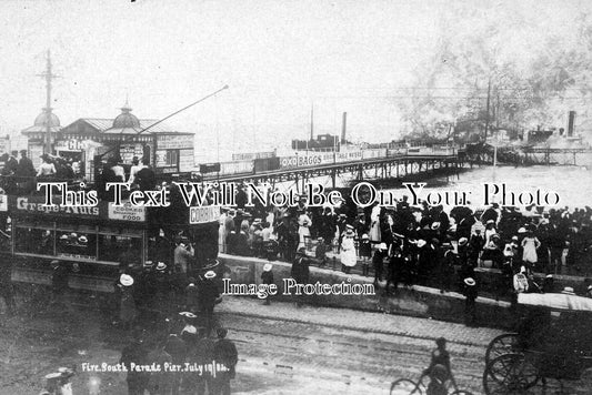 HA 970 - Tram & South Parade Pier On Fire, Portsmouth, Hampshire July 19th 1904