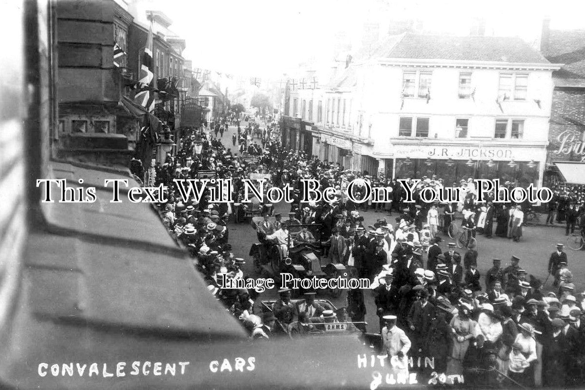 HF 1161 - Convalescent Cars Parade, Hitchen, Hertfordshire WW1