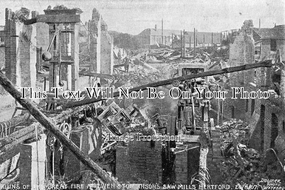 HF 34 - Ruins After Great Fire, Sawmill, Hertford, Hertfordshire 1907