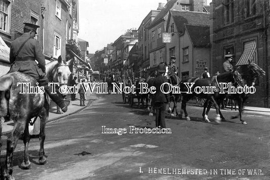 HF 375 - Troops In High Street, Hemel Hempstead, Hertfordshire 1915