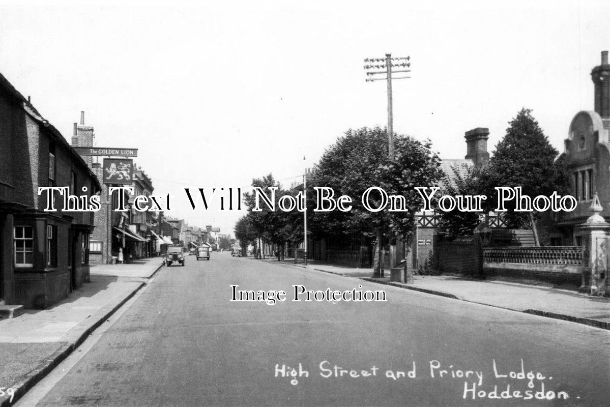 HF 453 - High Street & Priory Lodge, Hoddesdon, Hertfordshire – JB Archive
