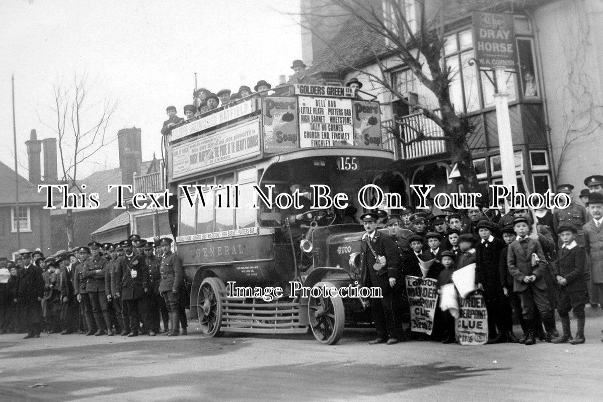 HF 613 - W.W.1 Motor Bus Outside Dray Horse Pub, Hatfield, Hertfordshire