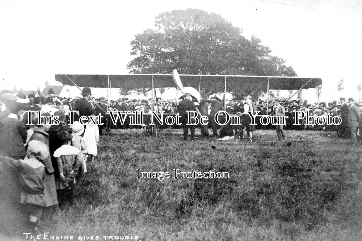 HF 848 - Biplane Engine Trouble, Letchworth, Hertfordshire c1915