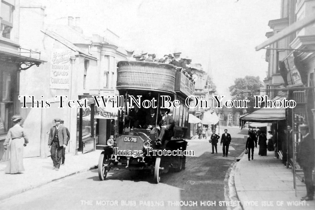 IO 154 - Bus In The High Street, Ryde, Isle Of Wight c1905